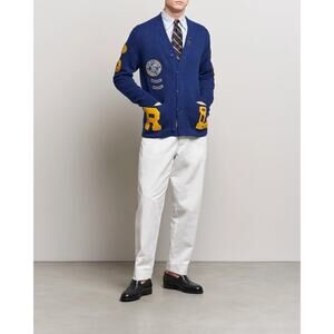 NWT Polo Ralph Lauren Varsity-Inspired Patch Tiger Cardigan Size L Royal #9K508
